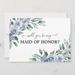 ¿Serás mi doncella de honor y una tarjeta azul tur