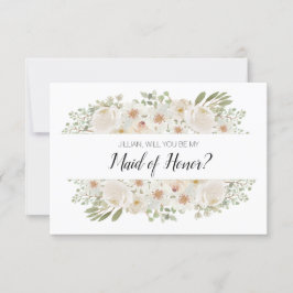 Serás mi empleada de honor blanca floral elegante