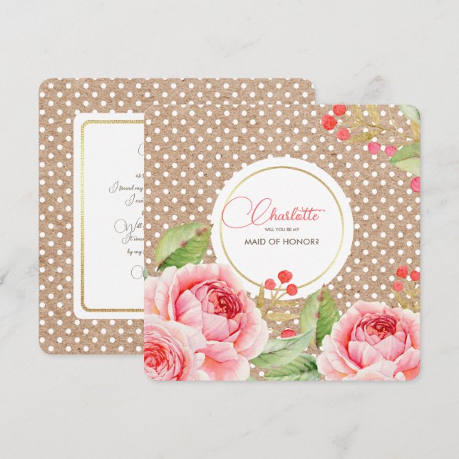 ¿Serás mi empleada de honor? Invitaciones personal (Anverso / Reverso)