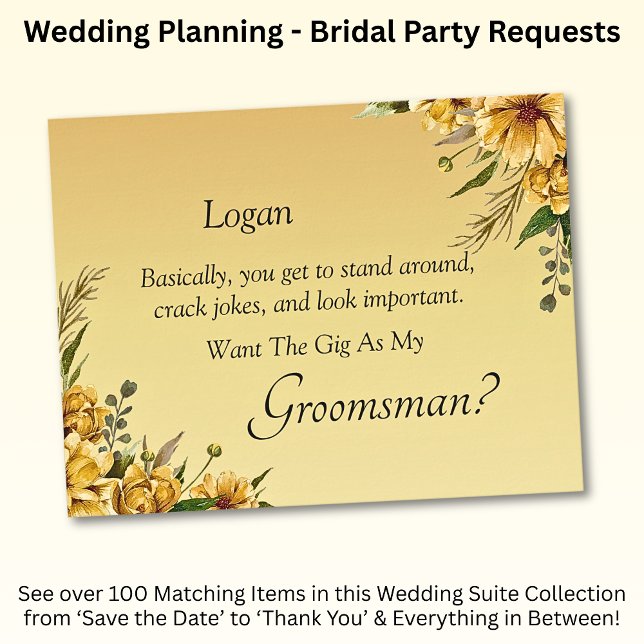 ¿Serás Mi Groomsman? Amarillo dorado (Subido por el creador)