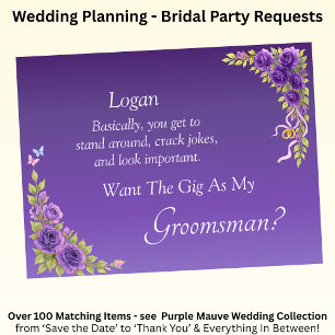 ¿Serás Mi Groomsman? Flores malvas moradas