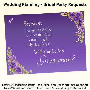 ¿Serás Mi Groomsman? Flores malvas moradas