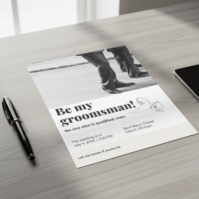 ¿Serás mi Groomsman hoja de papel de 8,5" x 11" (Will You Be My Groomsman 8.5" x 11" Paper Sheet)