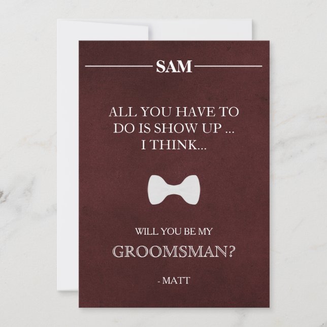 ¿Serás Mi Groomsman? Invitación (Anverso)