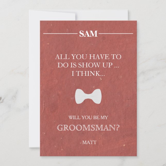 ¿Serás Mi Groomsman? Invitación (Anverso)