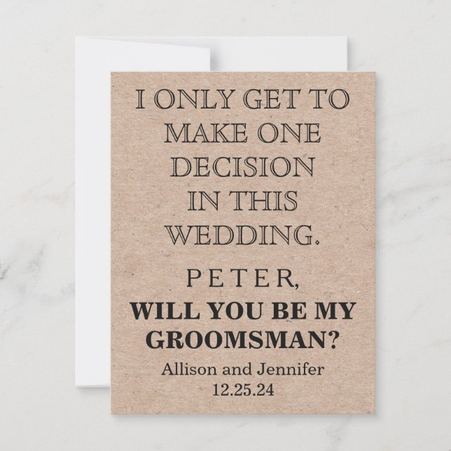 ¿Serás mi Groomsman? Invitación personalizada (Anverso)