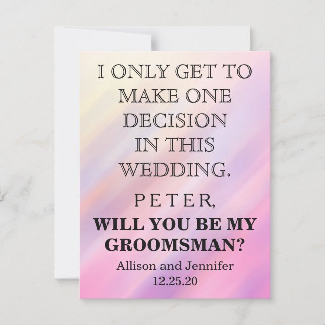 ¿Serás mi Groomsman? Invitación personalizada (Anverso)