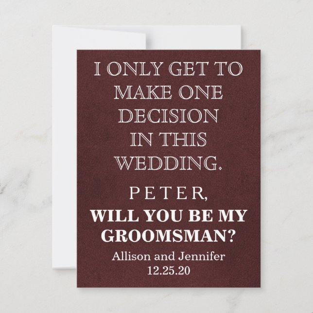 ¿Serás mi Groomsman? Invitación personalizada (Anverso)
