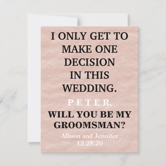 ¿Serás mi Groomsman? Invitación personalizada (Anverso)