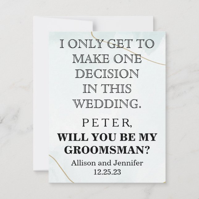 ¿Serás mi Groomsman? Invitación personalizada (Anverso)
