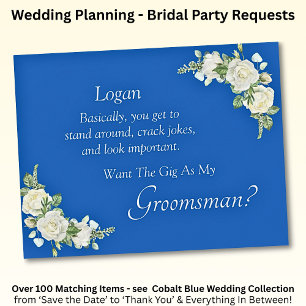 ¿Serás Mi Groomsman? Rosa azul cobalto y rosa blan