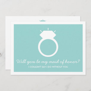 ¿Serás Mi Mujer De Honor? Tarjeta de anillo azul