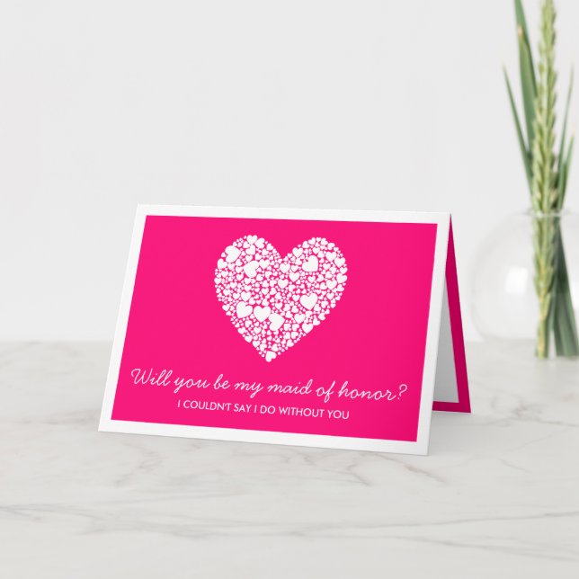 ¿Serás Mi Mujer De Honor? Tarjeta de corazón rosad (Anverso)