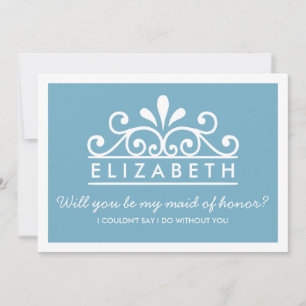 ¿Serás Mi Mujer De Honor? Tarjeta Tiara Azul
