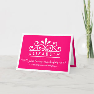 ¿Serás Mi Mujer De Honor? Tarjeta Tiara rosa