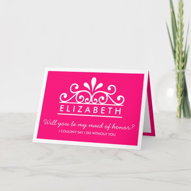 ¿Serás Mi Mujer De Honor? Tarjeta Tiara rosa (Anverso)