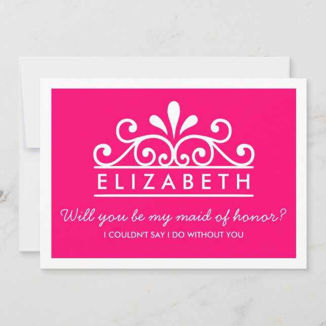 ¿Serás Mi Mujer De Honor? Tarjeta Tiara rosa (Anverso)