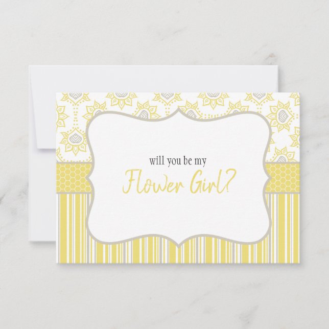 ¿Serás Mi Niña de las Flores Abeja Amarillo y Gris (Anverso)