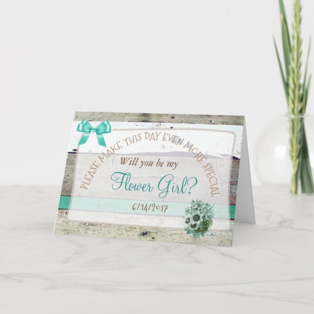 ¿Serás mi niña de las flores tarjeta de madera rús (Anverso)