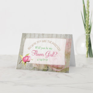 ¿Serás mi niña de las flores Tarjeta de madera rús