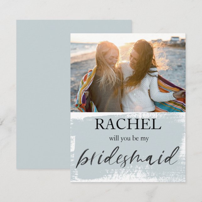 ¿Serás Mi Novia Moderna Foto Azul (Anverso / Reverso)