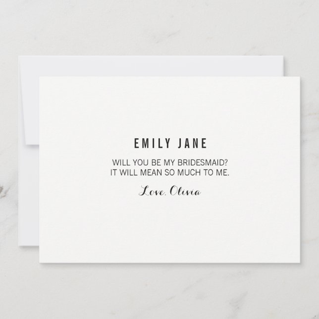 ¿Serás Mi Novia? Tarjeta blanca (Anverso)