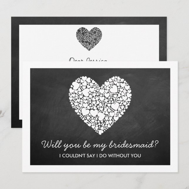 ¿Serás Mi Novia? Tarjeta cardíaca de pizarra (Anverso / Reverso)