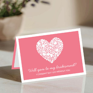 ¿Serás Mi Novia? Tarjeta de corazón rosado