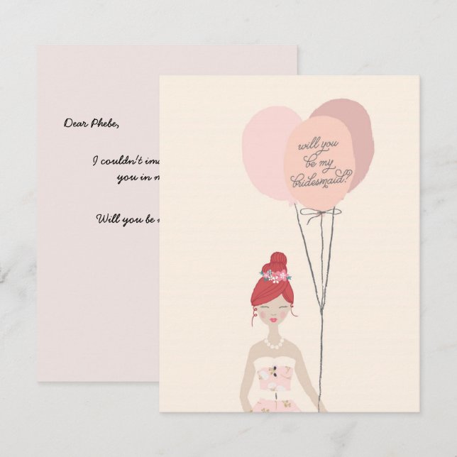 ¿Serás Mi Novia? | Tarjeta de dama de honor (Anverso / Reverso)