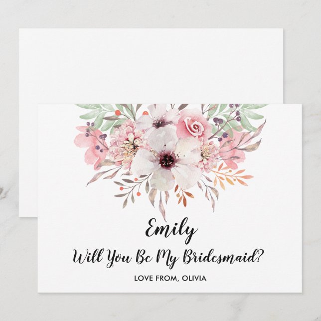 ¿Serás Mi Novia? Tarjeta floral de moda (Anverso / Reverso)