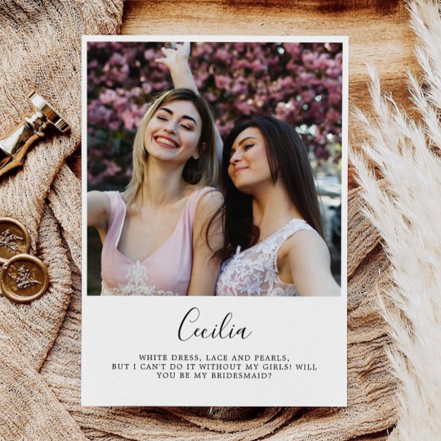 ¿Serás Mi Noviaria, Tarjeta Fotográfica De La Novi (Will You Be My Bridesmaid, Bridesmaid Photo Card, Invitation)