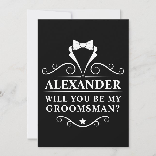 ¿Serás Mi Padrino Corbata de Esmoquin Negra (Anverso)