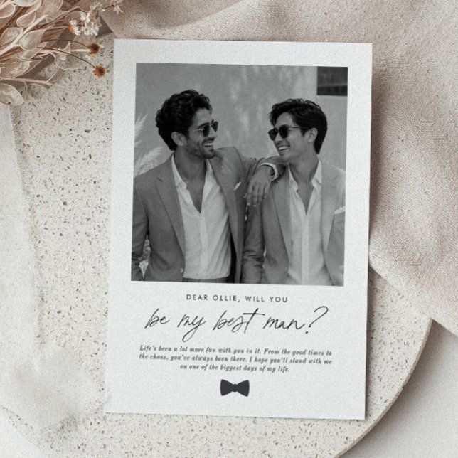 ¿Serás Mi Padrino de Boda Tarjeta de Propuesta Man (Zazzle Will You Be My Best Man Handwritten Proposal Inv Invitation)