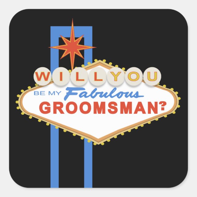 ¿Serás Mi Pegatina De Rótulo Groomsman Las Vegas? (Anverso)