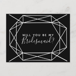 ¿Serás mi postal de dama de honor geométrica negra