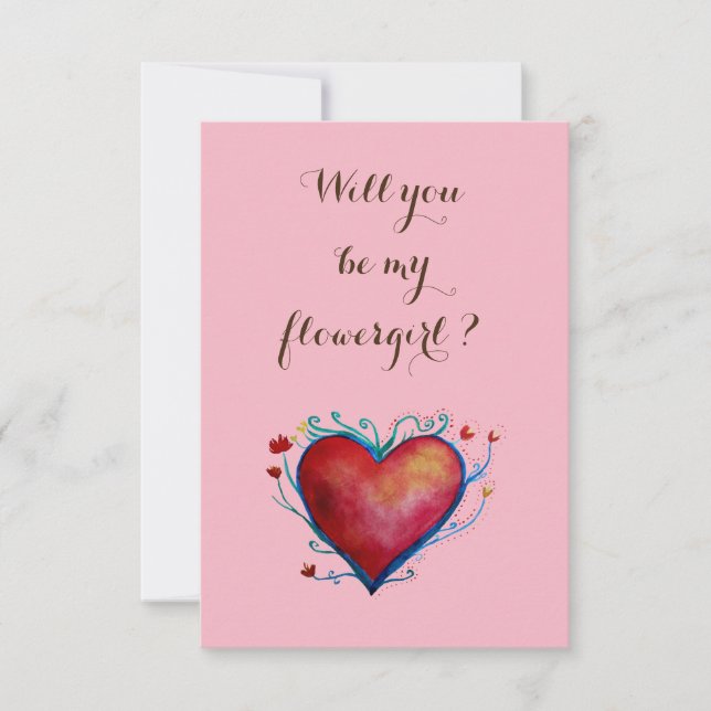 ¿Serás mi postal de invitación rosa de flowgirl? (Anverso)