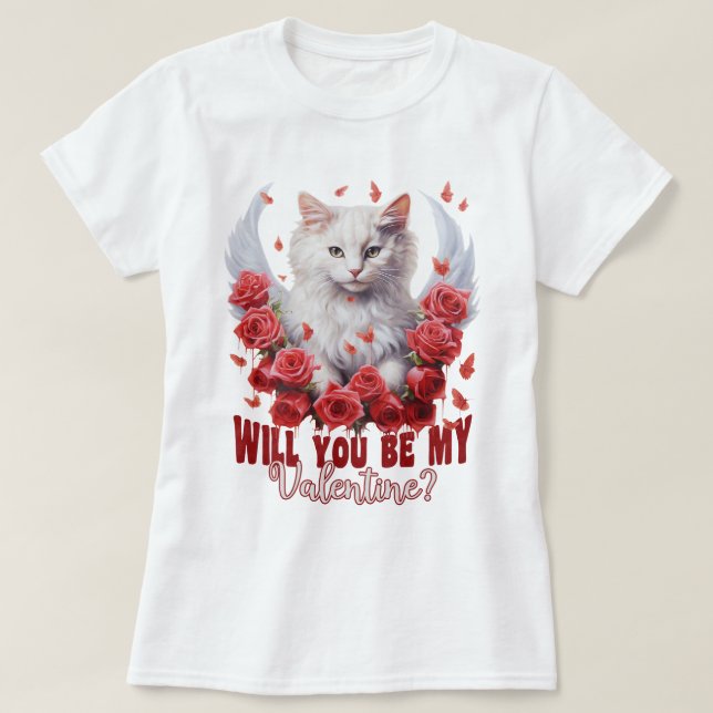 ¿Serás Mi San Valentín, Camiseta Gata? (Diseño del anverso)
