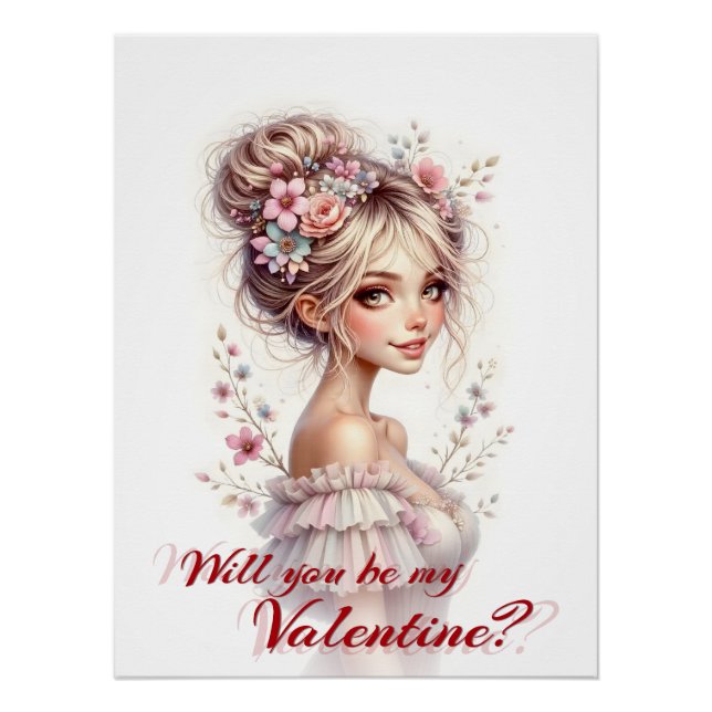 ¿Serás mi San Valentín – Impresión de Arte Románti (Anverso)