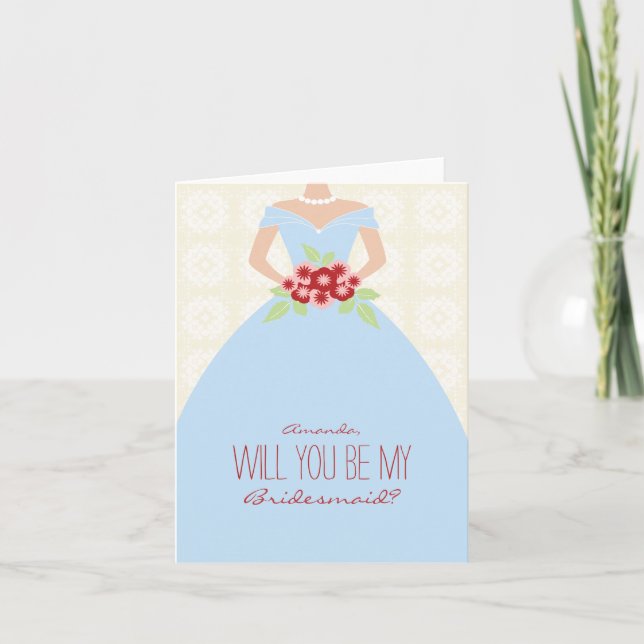 ¿Serás mi tarjeta de dama de honor (azul claro)? (Anverso)