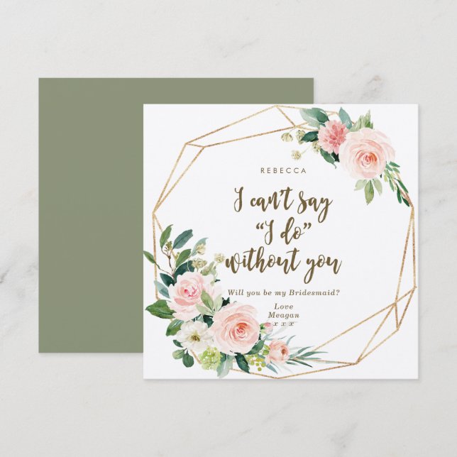 Serás mi tarjeta de dama de honor boho floral (Anverso / Reverso)