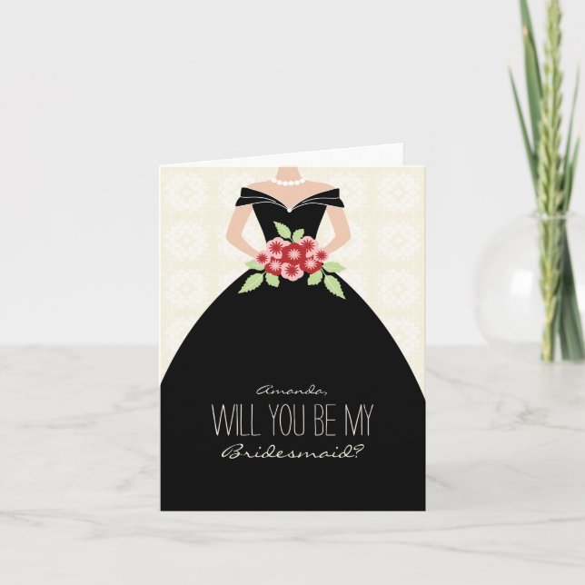 ¿Serás mi tarjeta de dama de honor (negro)? (Anverso)