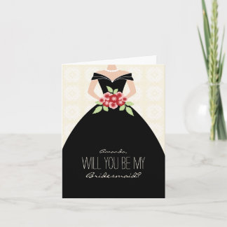 ¿Serás mi tarjeta de dama de honor (negro)?