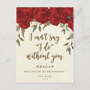 Serás mi tarjeta de dama de honor rosas rojas flor