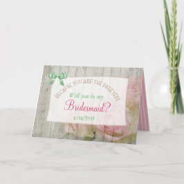 ¿Serás mi tarjeta de novia floral de madera rústic