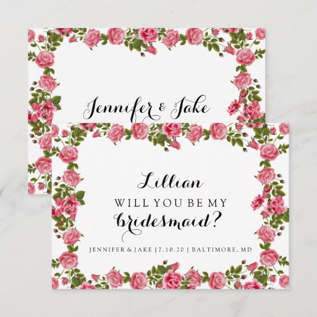 ¿Serás mi tarjeta de novia? Rosas (Anverso / Reverso)