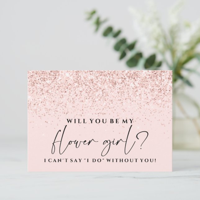 ¿Serás mi tarjeta de novia Rubor Purpurina rosa? (Anverso de pie)