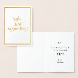 ¿Serás Mi Tarjeta De Relieve metalizado dorado De