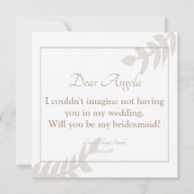 ¿Serás mi tarjeta dorada floral de la dama de hono