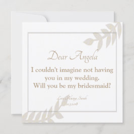 ¿Serás mi tarjeta dorada floral de la dama de hono