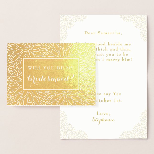 ¿Serás Mi Tarjeta Elegante Dahlia Gold De La Novia (Demostración)
